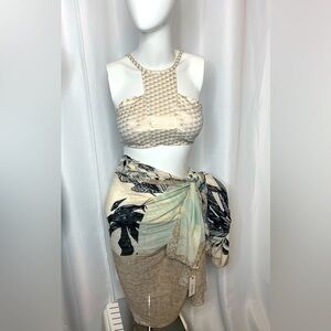 (Bundle & Save - 2 for $25) Elizabeth Jane Shira Cream and Gold Print Bikini set